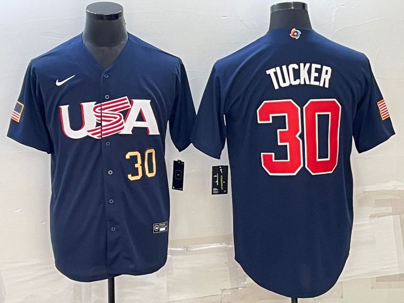 Men 2023 World Cub USA #30 Tucker Blue Nike MLB Jersey3->more jerseys->MLB Jersey